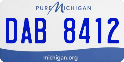 MI license plate DAB8412