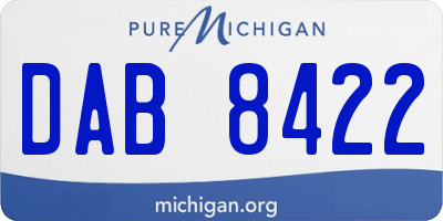 MI license plate DAB8422