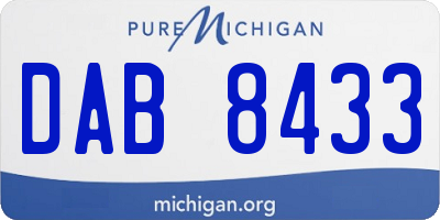 MI license plate DAB8433