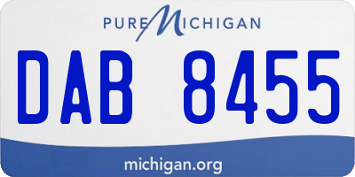 MI license plate DAB8455