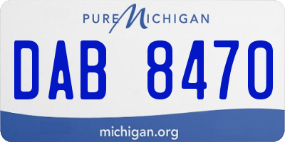 MI license plate DAB8470