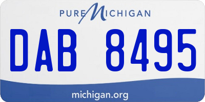 MI license plate DAB8495