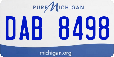 MI license plate DAB8498