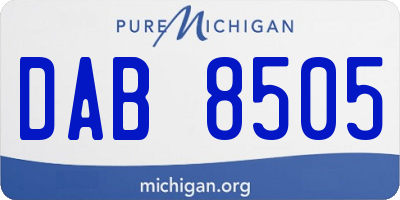 MI license plate DAB8505