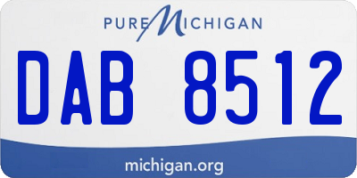 MI license plate DAB8512