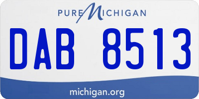 MI license plate DAB8513