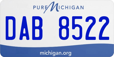 MI license plate DAB8522