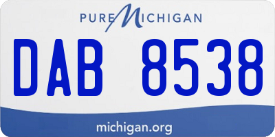 MI license plate DAB8538