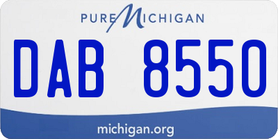 MI license plate DAB8550