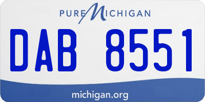 MI license plate DAB8551