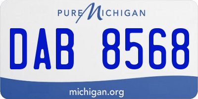 MI license plate DAB8568