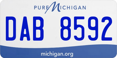MI license plate DAB8592