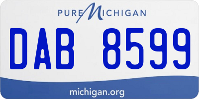 MI license plate DAB8599