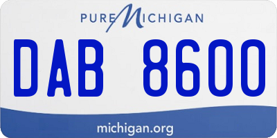 MI license plate DAB8600