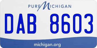 MI license plate DAB8603