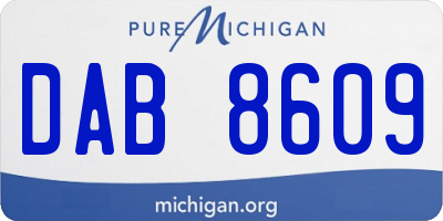 MI license plate DAB8609