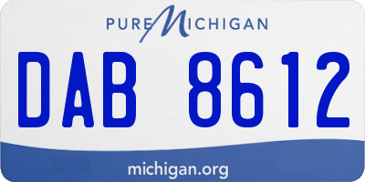 MI license plate DAB8612