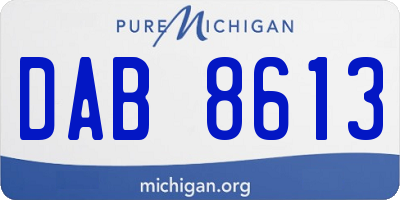 MI license plate DAB8613