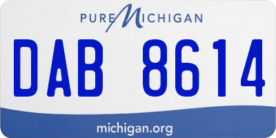 MI license plate DAB8614