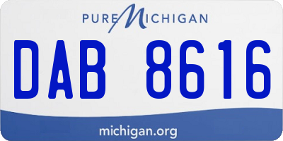 MI license plate DAB8616