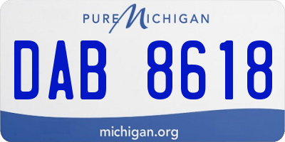 MI license plate DAB8618