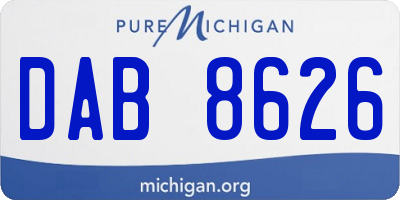 MI license plate DAB8626