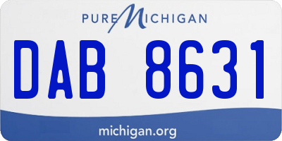 MI license plate DAB8631