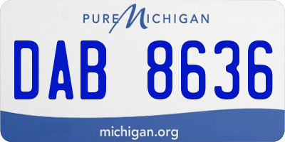 MI license plate DAB8636