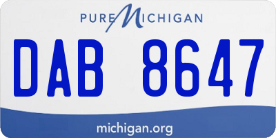 MI license plate DAB8647