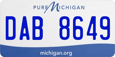 MI license plate DAB8649