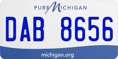 MI license plate DAB8656