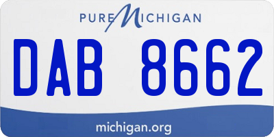 MI license plate DAB8662