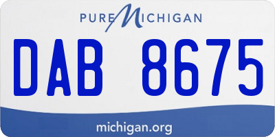 MI license plate DAB8675