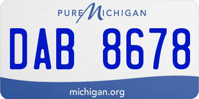 MI license plate DAB8678
