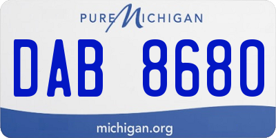 MI license plate DAB8680