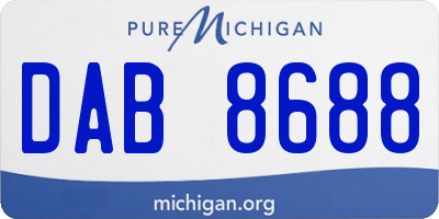 MI license plate DAB8688