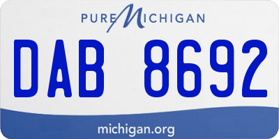 MI license plate DAB8692
