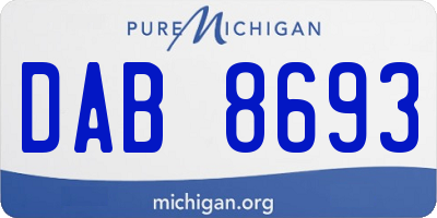 MI license plate DAB8693
