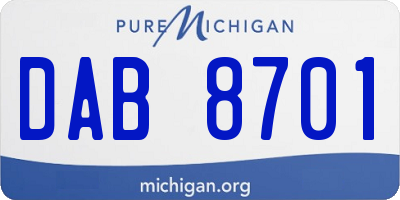 MI license plate DAB8701