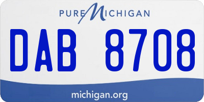 MI license plate DAB8708