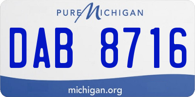 MI license plate DAB8716