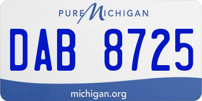 MI license plate DAB8725