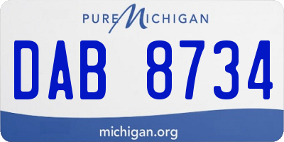 MI license plate DAB8734