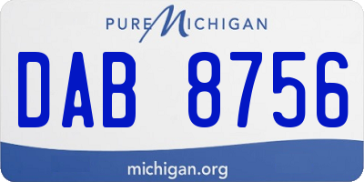 MI license plate DAB8756