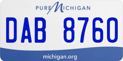 MI license plate DAB8760