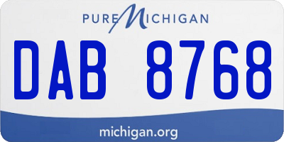 MI license plate DAB8768