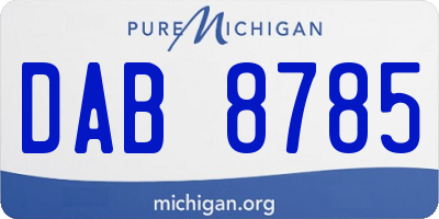 MI license plate DAB8785