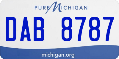 MI license plate DAB8787