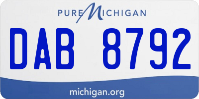 MI license plate DAB8792