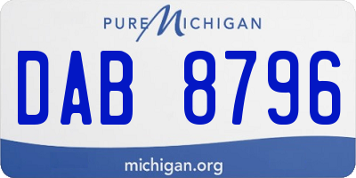 MI license plate DAB8796